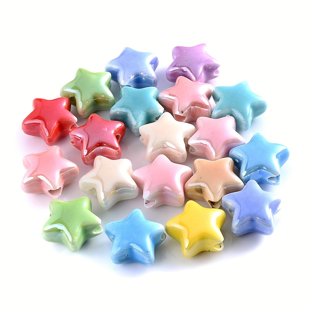 10PCS 13.5mm Multicolor Star Ceramic Bead Set