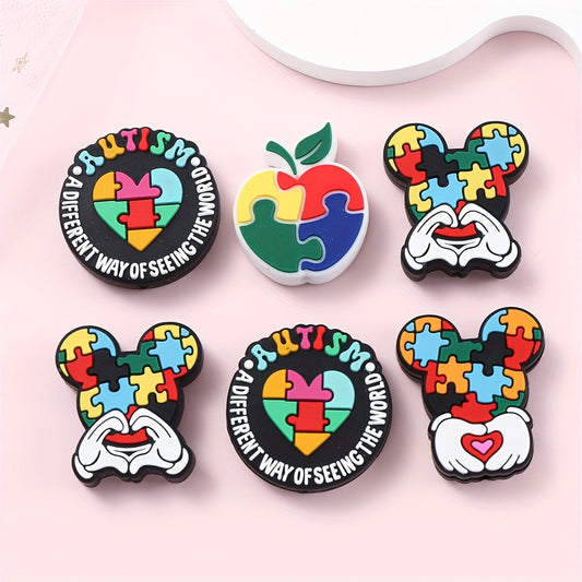 Multicolor Puzzle Silicone Focal Beads