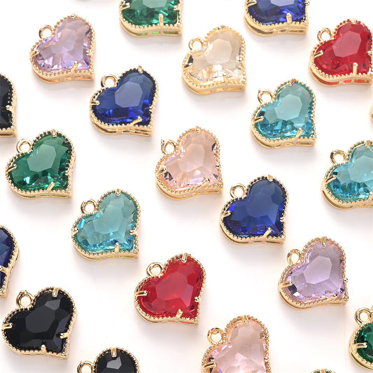 Faceted Heart Rhinestone Pendants