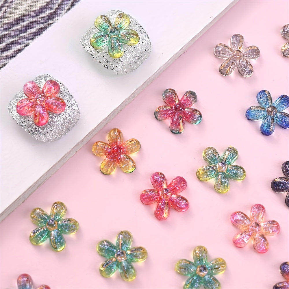 100PCS 8mm Five-Petal Flower Acrylic Bead Set