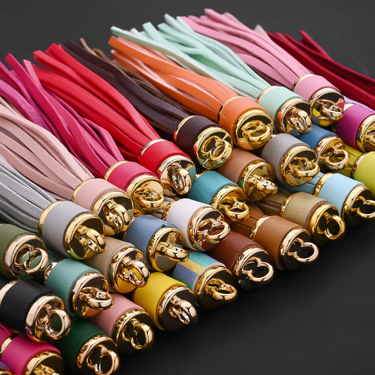 11 cm Rainbow PU Leather Tassel Charm Set