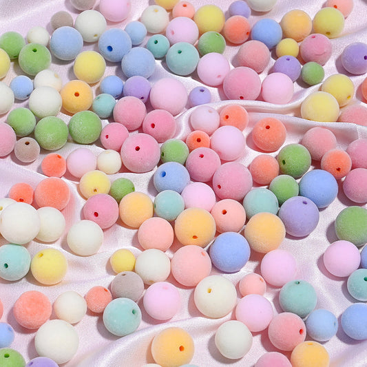 Flocked Round Resin Beads