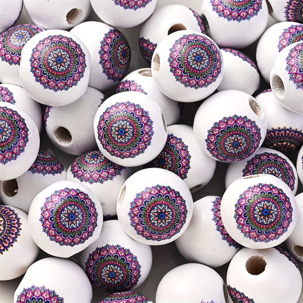 10PCS 16mm White Bohemian Wooden Spacer Bead Set