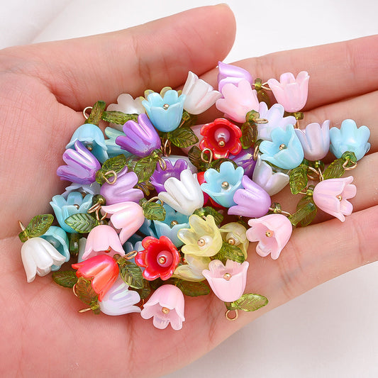 60PCS Multicolor Lily of the Valley Resin Pendant Set
