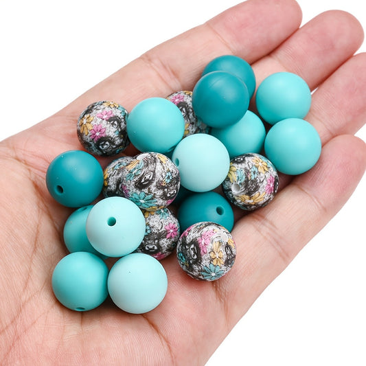 Printed and Solid Color Silicone Round Spacer Beads