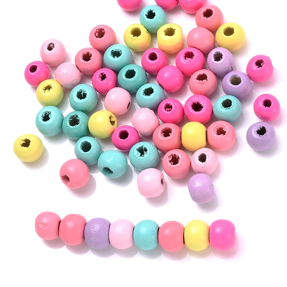 Colorful Round Wooden Spacer Beads