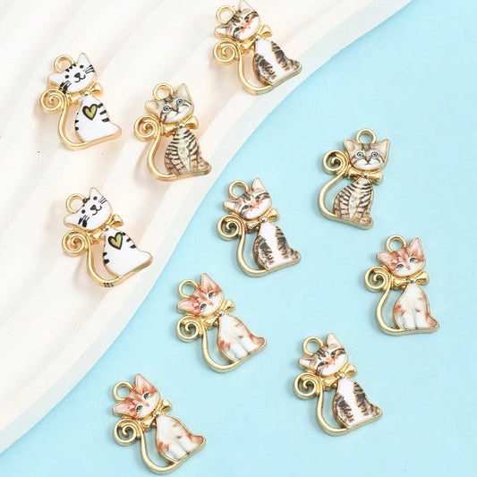 Colorful Cat Alloy Enamel Charms