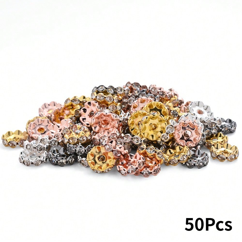30/50PCS 12mm Mixed Color Wavy Crystal Bead Set