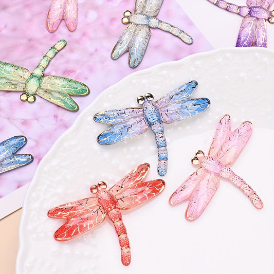 10PCS 45×31mm Multicolor Dragonfly Acrylic Bead Set