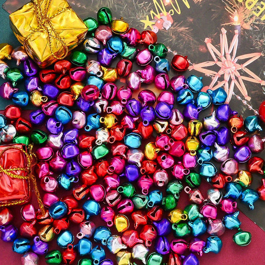 100-Piece Random Mixed 8 mm Mini Christmas Bells