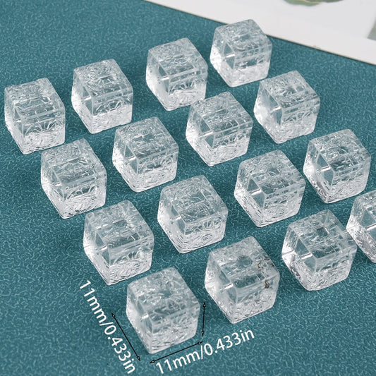 Transparent Crackle Square Glass Beads