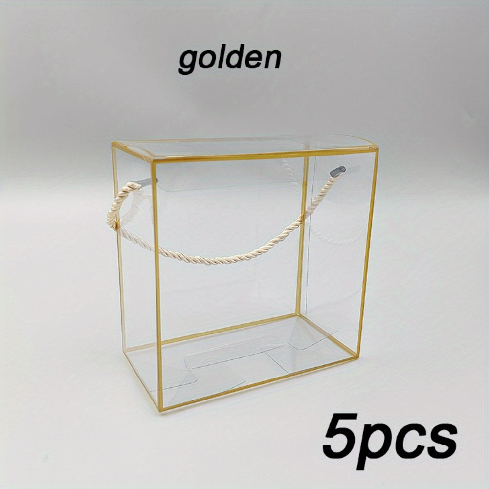 5-Piece Transparent Handheld Gift Boxes with Rope