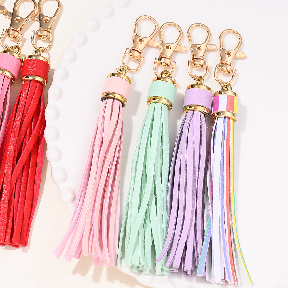 PU Leather Tassel Lobster Clasp Charms