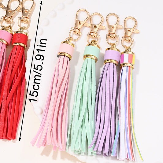 PU Leather Tassel Lobster Clasp Charms