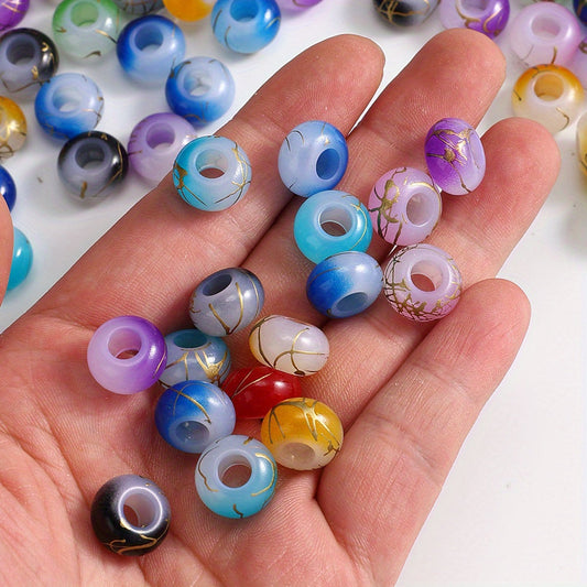 Double Color Gold Striped Acrylic Spacer Beads
