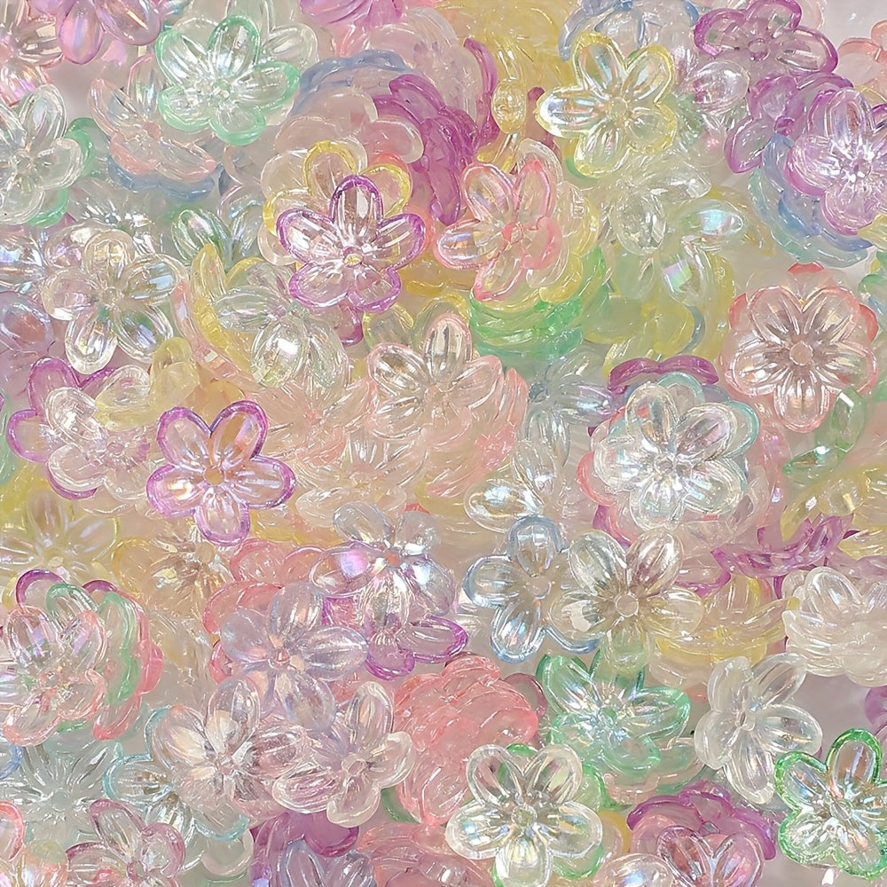 Clear Five-Petal Flower Acrylic Beads