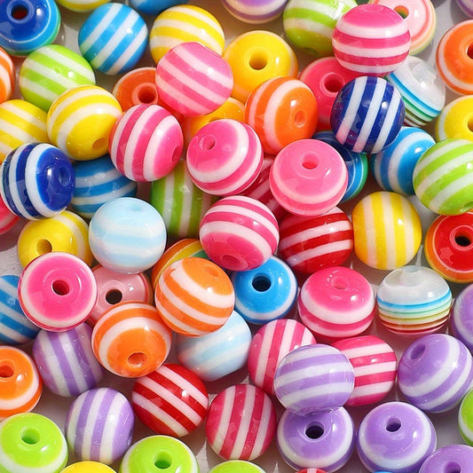 Rainbow Striped Resin Beads