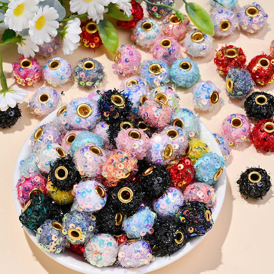 AB Sequin Pom Pom Beads