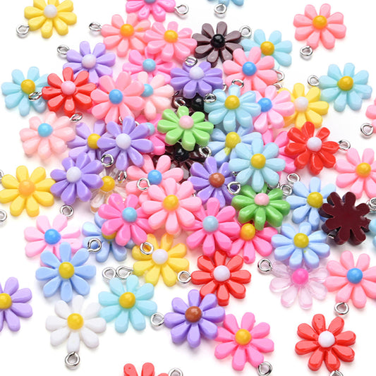 60pcs Sunflower Charms Beads Assorted Daisy Flower Pendant
