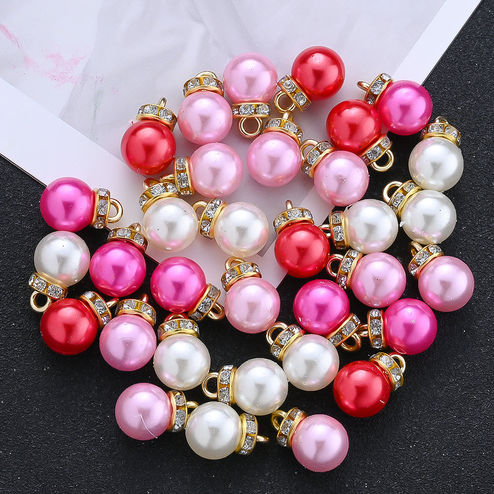 120PCS Pink Imitation Pearl Rhinestone Bead & Pendant Set