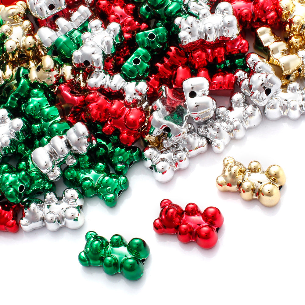 10PCS Christmas Bear Acrylic Bead Set