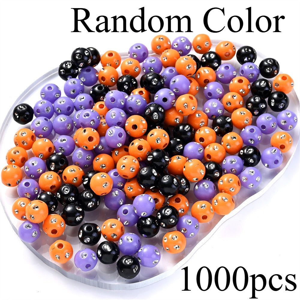 1000PCS 8mm Halloween Rhinestone Acrylic Bead Set