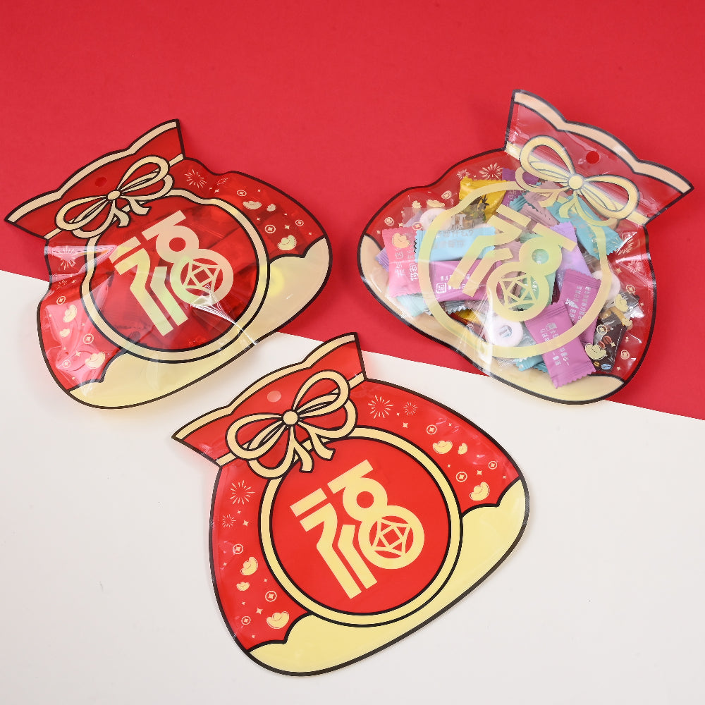 10-Piece 17.5x18.5 cm Red OPP Blessing Ziplock Gift Bags