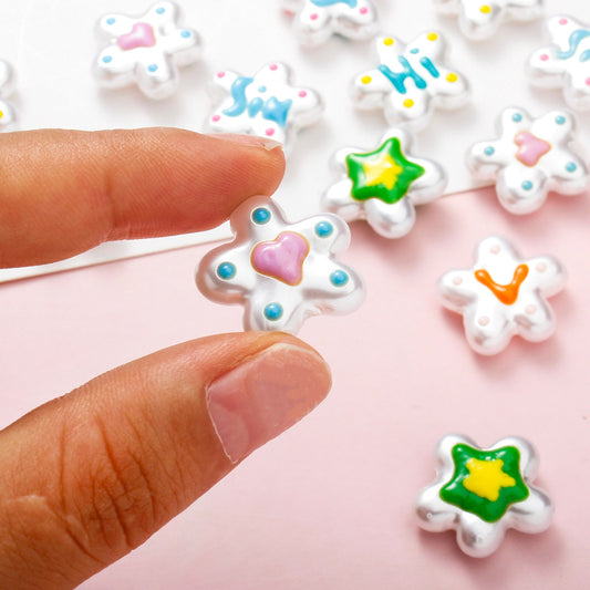 10PCS White Imitation Pearl Flower Acrylic Bead Set
