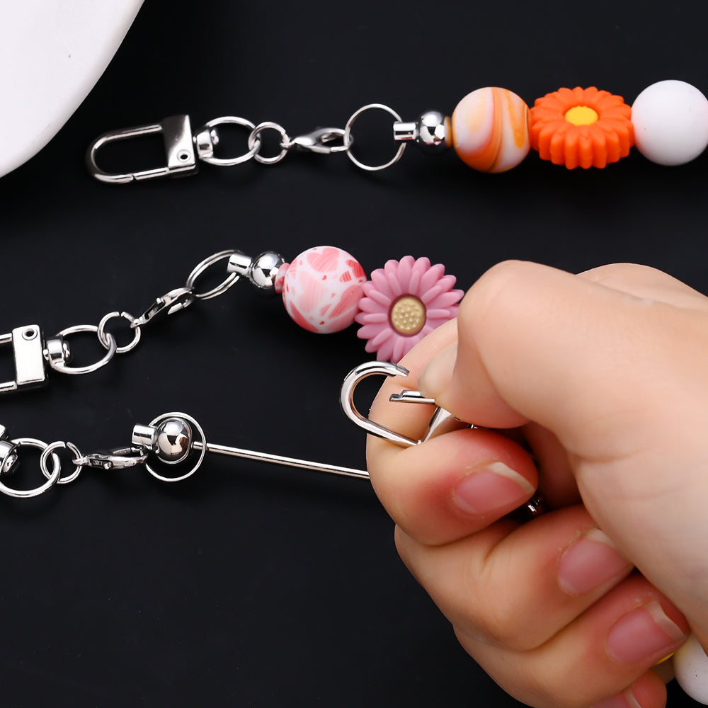 10-Piece 15 mm Silver Chain DIY Keychain Set