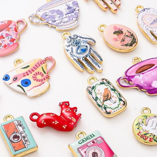 Colorful Enamel Boho Pendants Mix