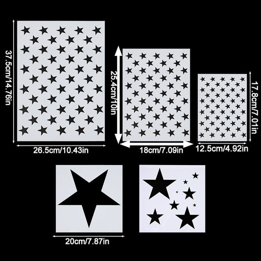 5PCS Multi-Size Star Shape Stencil Template Set