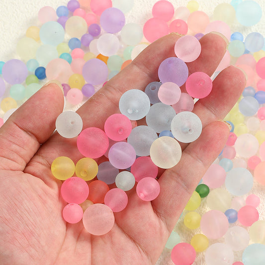 8-16 mm Colored Frosted Round Acrylic Spacer Beads