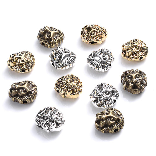 10pcs 12x11mm Lion Head Alloy Spacer Beads