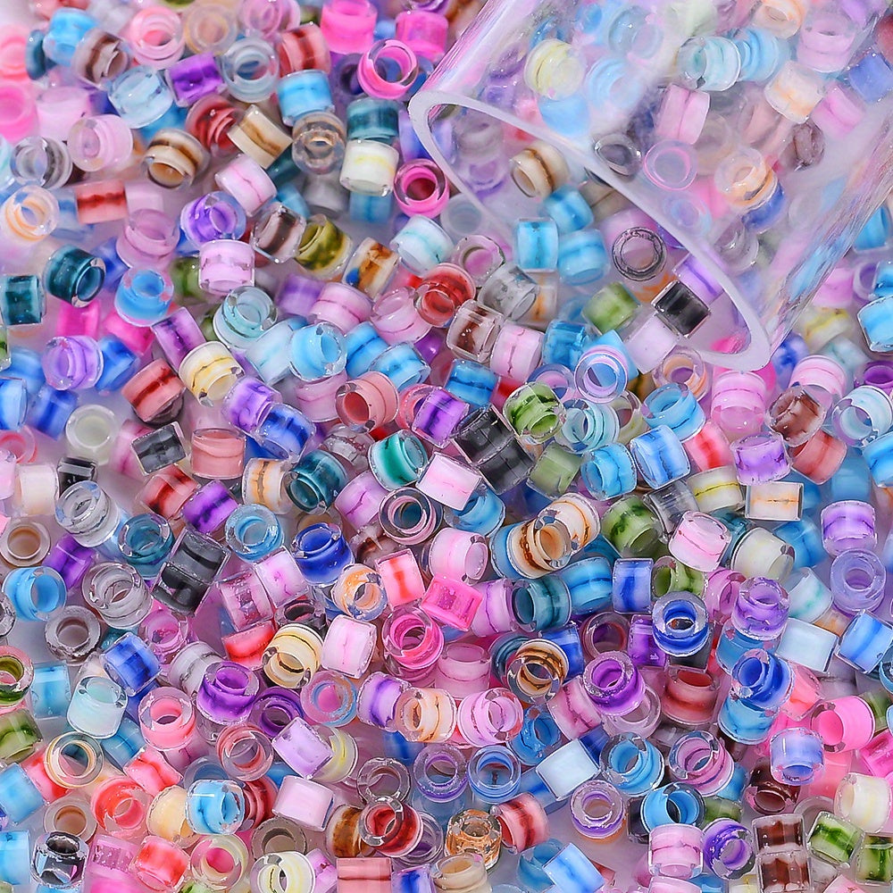 Clear Ink Core Glass Seed Beads