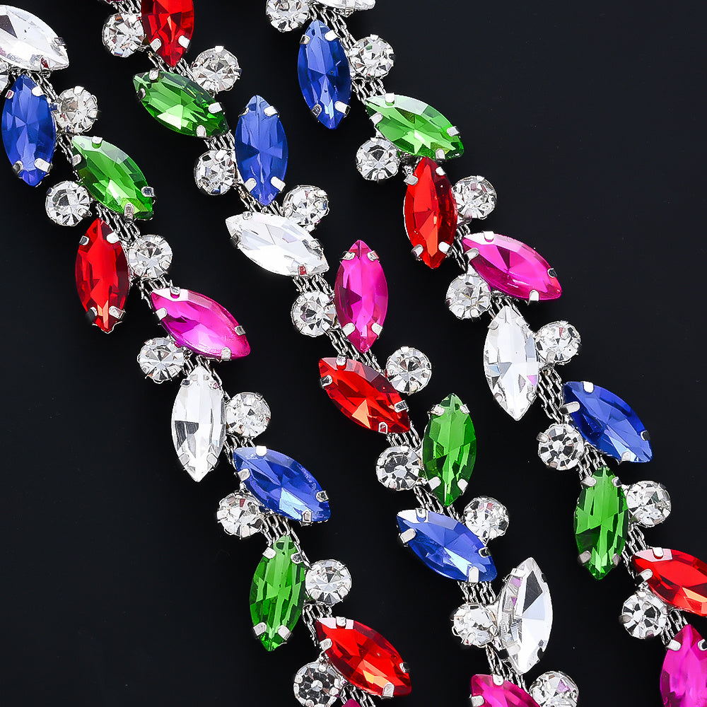 White AB Rhinestone Leaf Decals