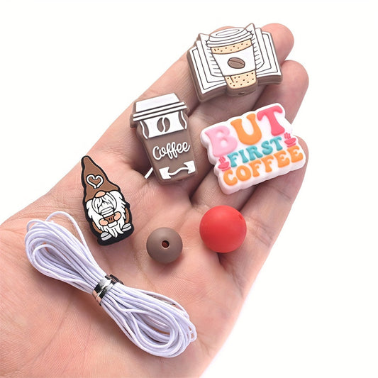 88PCS Coffee-Themed Silicone Bead Set