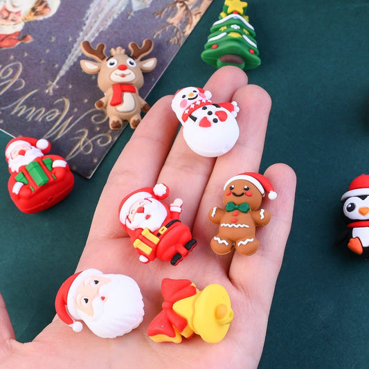 10PCS 18–36mm Colorful Christmas Silicone Bead Set