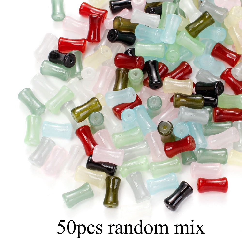 6x12mm 50pcs Mix Colors Coloured Glaze Bamboo Beads