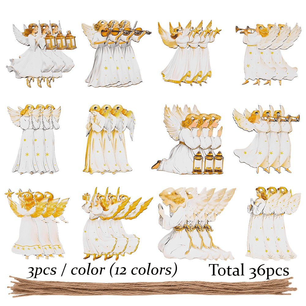 Wooden Christmas Angel Hanging Decorations