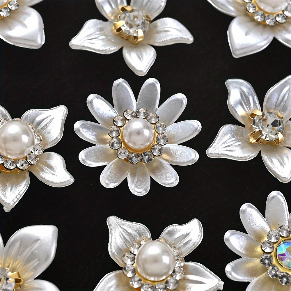 White Flower Acrylic Pearl Flatback Embellishments