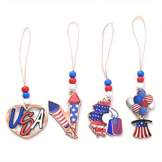 July 4th Patriotic Wooden Chain Charms