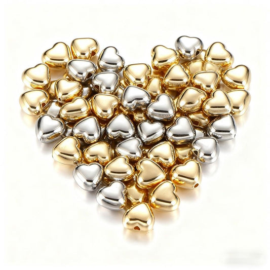 100PCS Gold & Silver Heart CCB Bead Set