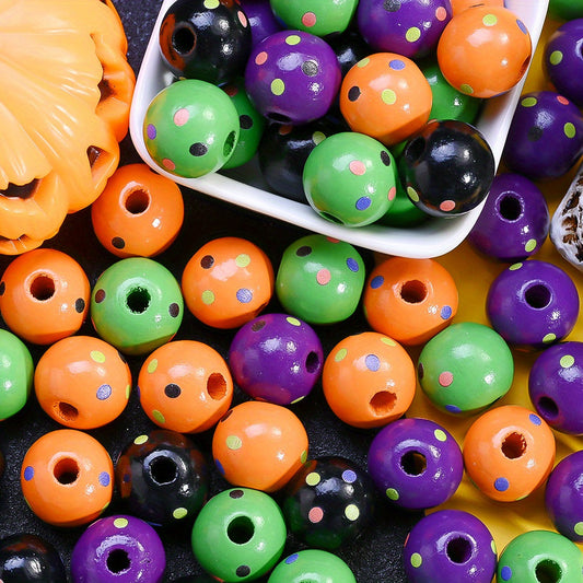 Halloween Printed Spotted Beads