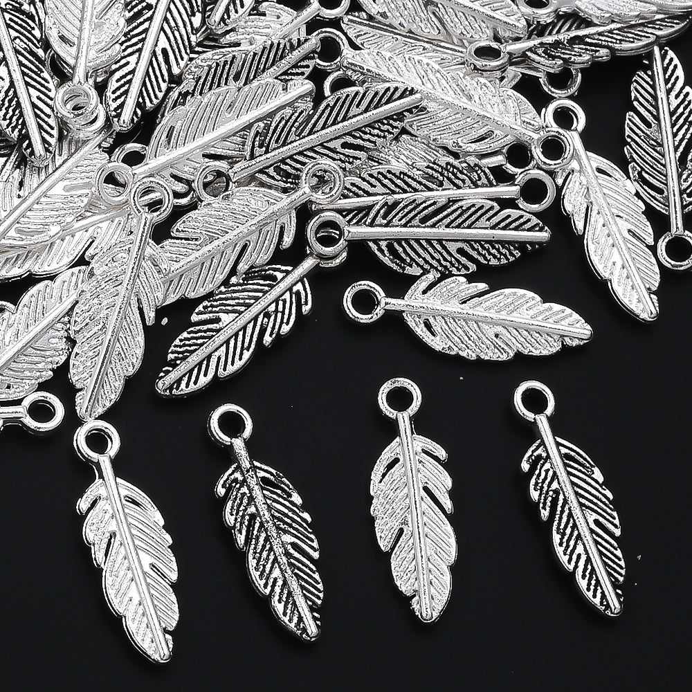 Silver Feather Alloy Pendants