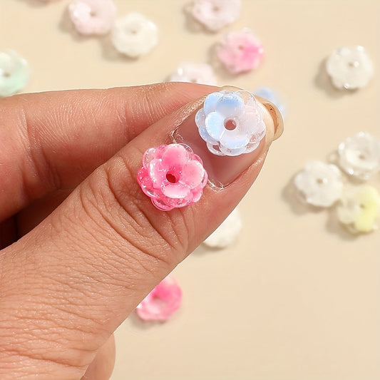 Gradient Glitter Flower Acrylic Beads