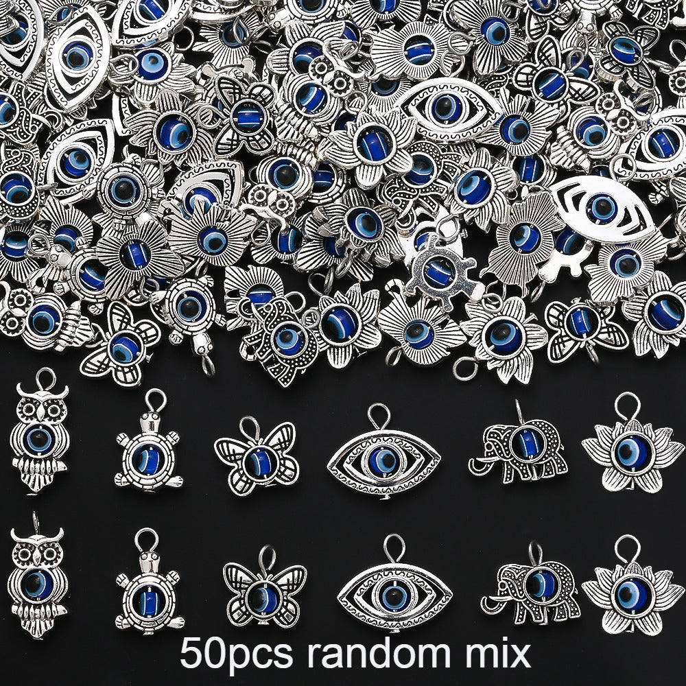 50PCS Vintage Evil Eye Alloy Pendant Set