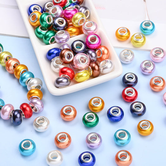 Mixed Color Imitation Pearl Acrylic Large Hole Beads