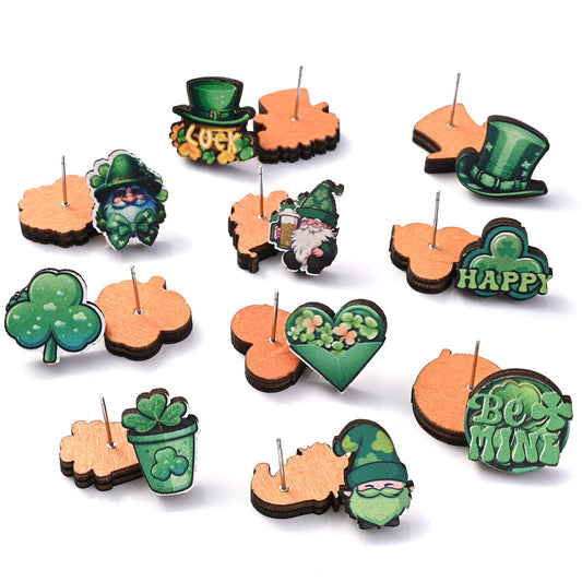 Green Lucky Stud Earrings