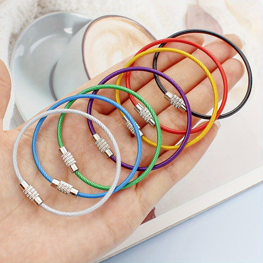 10PCS Multicolor Stainless Steel Wire Keychain Set