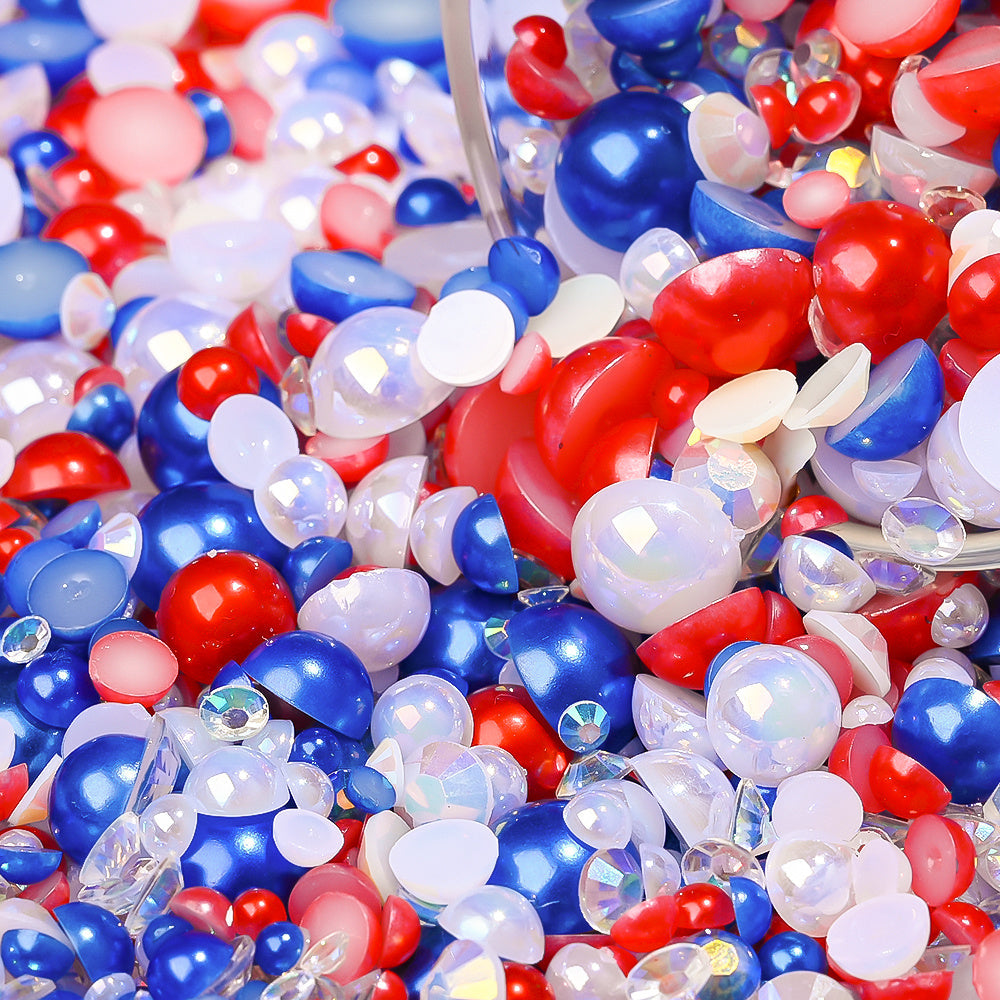 Red Blue White Acrylic Beads